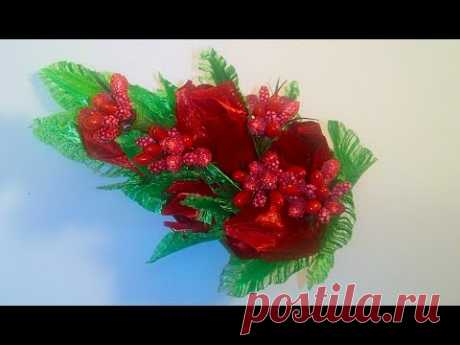 Тюльпаны из атласных лент МК / Tulips from satin ribbons DIY