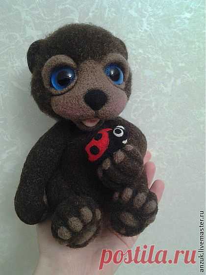 (+1) тема - Мои валяшки. Мишка с васильковыми глазами Кудряш с божьей коровкой! | РУКОДЕЛИЕ
