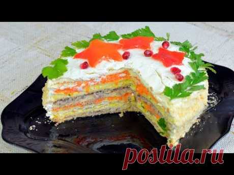Торт наполеон закусочный с консервами