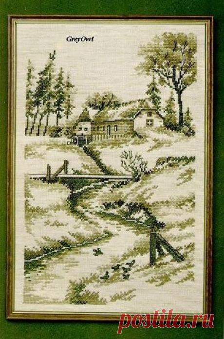 вышивка - пейзаж