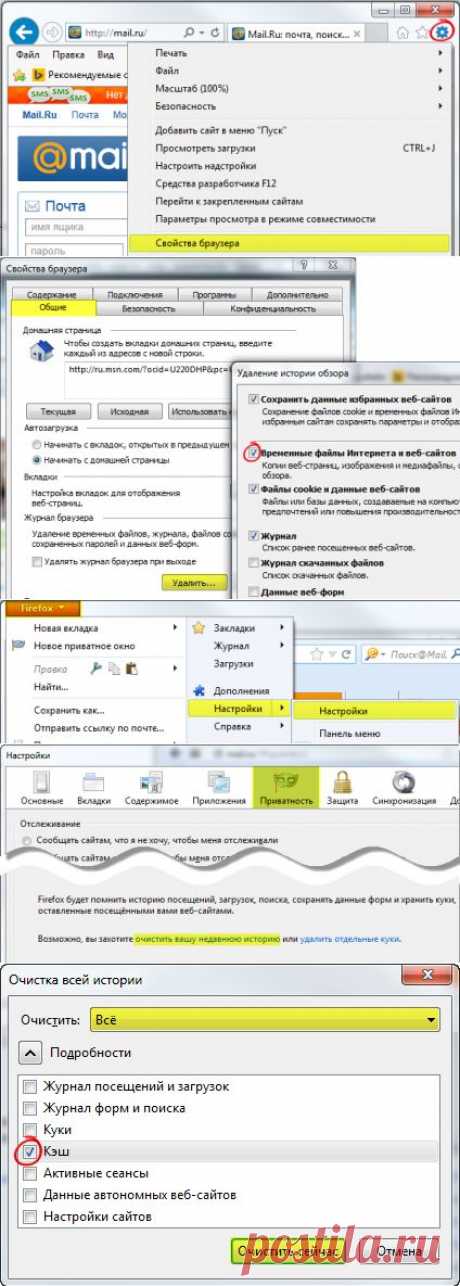 Помощь Мой Мир@Mail.Ru - Как очистить кэш браузера?