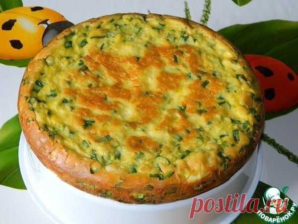 Быстрый (заливной) пирог с зелёным луком и яйцом