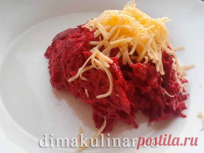 Салат из свеклы, сыра, чеснока и майонеза