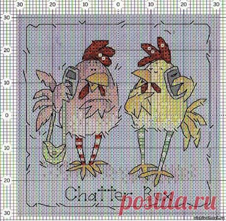 ТЕЛЕФОННЫЙ РАЗГОВОР - КУРЫ И ПЕТУХИ - ПТИЦЫ - Каталог файлов - ВЫШИВКА КРЕСТОМ