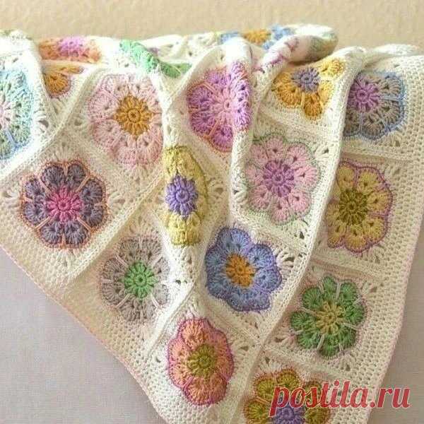 Яркий плед крючком. Проще простого. | Oksana HandMade | Дзен