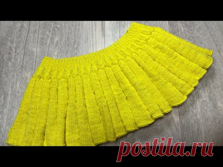 Вяжем спицами юбку. Подробное видео.