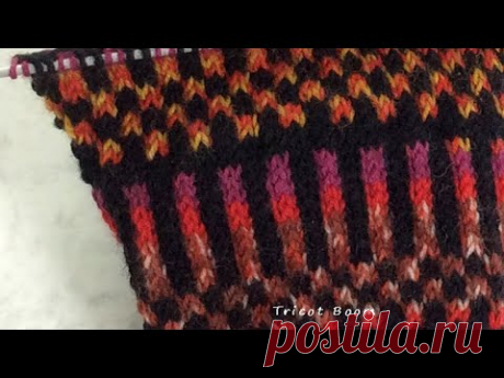 Узор "Цветная геометрия" / Удобный способ вязания жаккарда / Спицы.