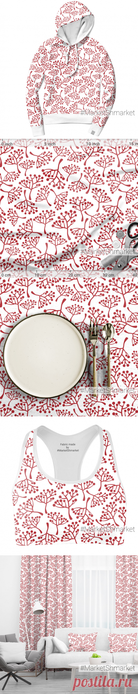 Ткань Рождественские веточки - закажи на #MarketShmarket.com любая ткань с любым принтом