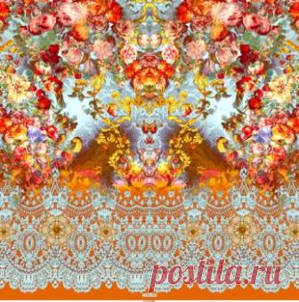 Крепдешин цветной-Купон кружево с цветами - купить ткань онлайн в объединенном интернет-магазине ВСЕ ТКАНИ