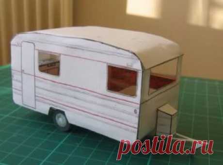 Camp-Inn Trailer Free Paper Model With Interior - by Tesserault - See more images and download this cool free paper model at Papermau!