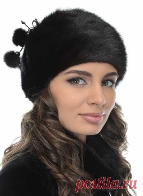 Женской головной убор Берет из норки 62 Студент с бубенцами и с утеплителем цвет Махагон за 3500 руб.