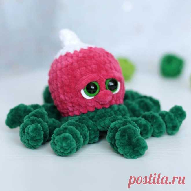 PDF Осьминог Редисыч крючком. FREE crochet pattern; Аmigurumi animal patterns. Амигуруми схемы и описания на русском. Вязаные игрушки и поделки своими руками #amimore - осьминог, осьминожка, осминог.