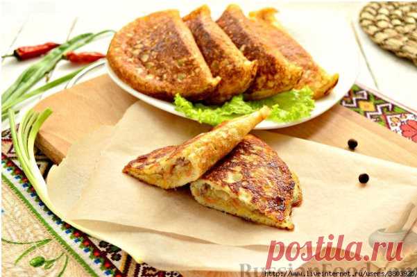 Блинные пирожки с капустой и мясным фаршем - жарятся с одной стороны и прекрасно 
