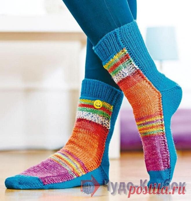 связать носки на 2 спицах описание