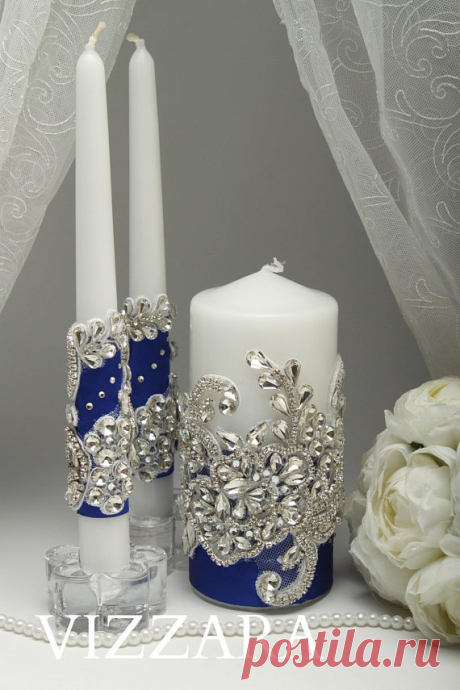 Unity candle sets Royal blue wedding Personalized unity candle