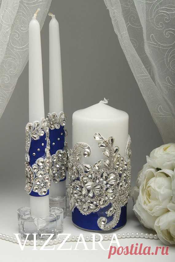 Unity candle sets Royal blue wedding Personalized unity candle