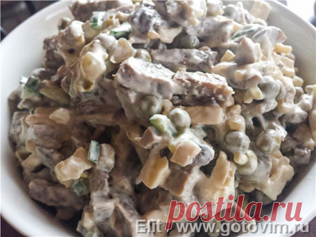 Салат из языка с грибами и сыром. Рецепт с фото