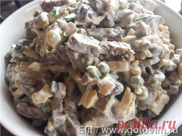 Салат из языка с грибами и сыром. Рецепт с фото