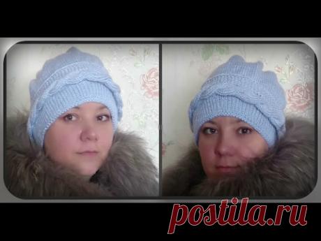 женская шапка, вязание спицами
