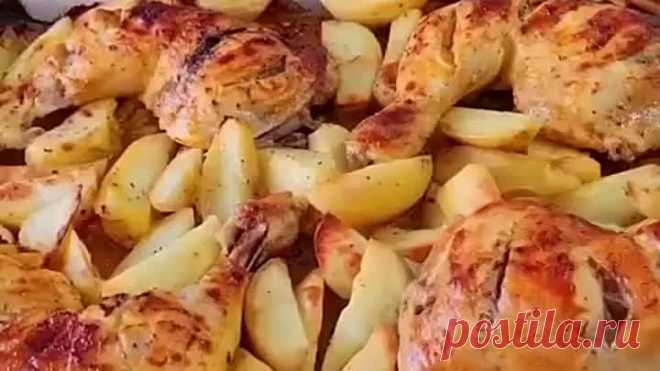 Курочка с картошкой в духовке (рецепт в теме)