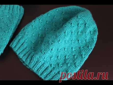 Простая шапка бини спицами. Simple hat knitting.