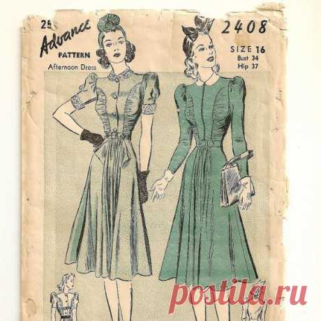 A Rouched Bodice, Puffed Short or Long Sleeve, Flared Skirt Shirtwaist Afternoon…