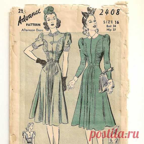 A Rouched Bodice, Puffed Short or Long Sleeve, Flared Skirt Shirtwaist Afternoon…