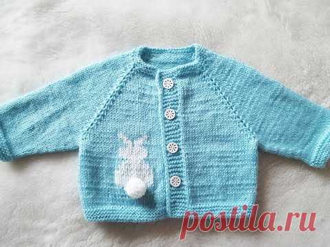 Кофта новорожденному ребенку спицами 56/62. Часть 4 демонстрационная.