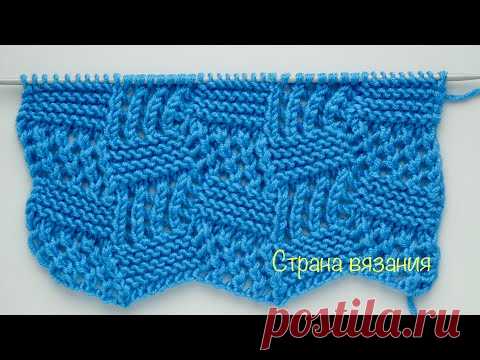 Узоры спицами. Сочетание платочной вязки и ажура. Knitting. The combination of garter knit and lace.