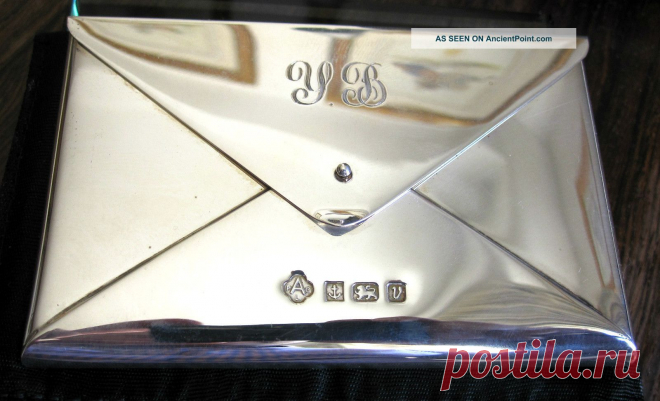 Solid Silver Card Case Asprey & Co (plc Hallmark) Good Condn. Monogram W/ Pouch