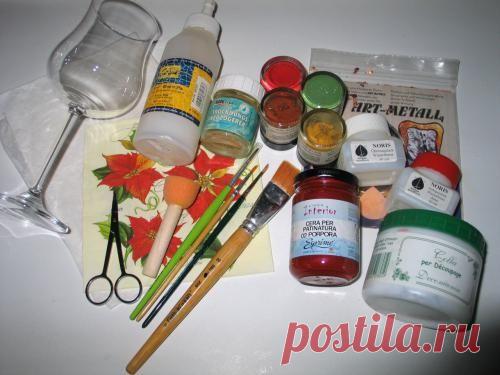 Элегантные бокалы в технике декупаж