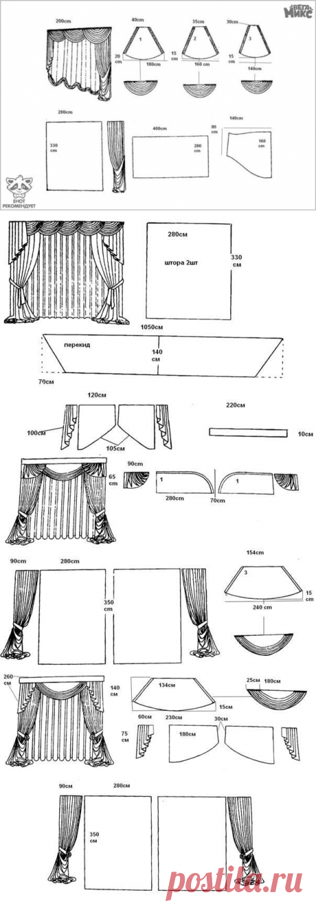 Выкройки штор с ламбрекеном