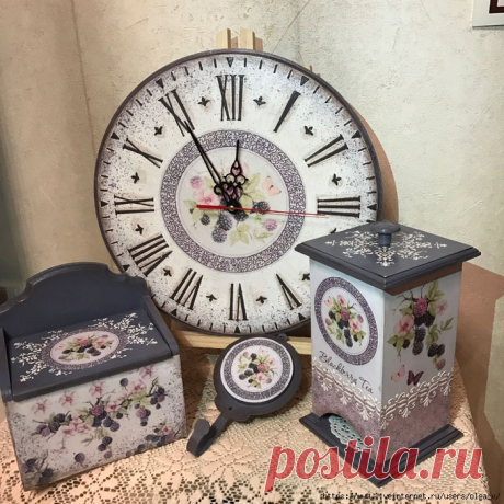 Декупаж часов. Работы из интернета.