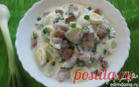 Окрошка на кефире с овощами, перепелиными яйцами и мясом | Кулинарные рецепты от «Едим дома!»