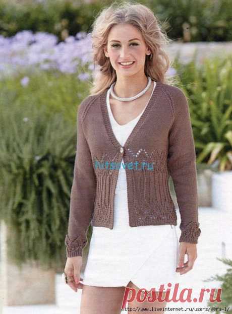 Женский вязаный жакет с рукавами реглан