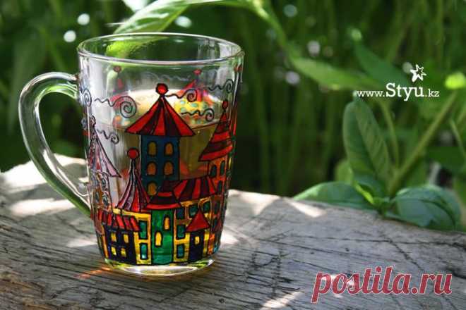 Кружки с симпатичными урбанистическими пейзажами. Мастер-класс..