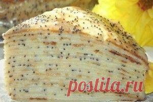Блинный торт с заварным кремом и маком