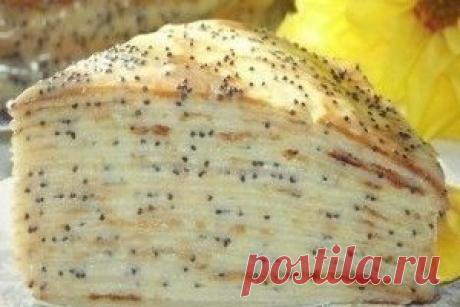 Блинный торт с заварным кремом и маком