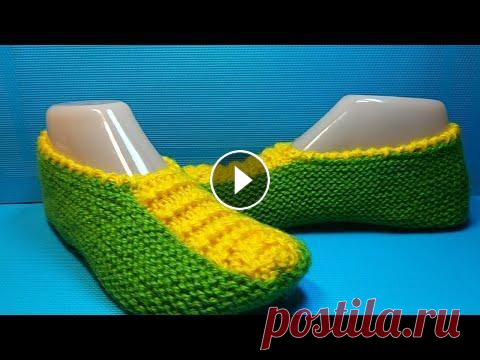 # 712 Следки за два часа / простые тапочки спицами. #712 Простые тапочки спицами/ следки на двух спицах....