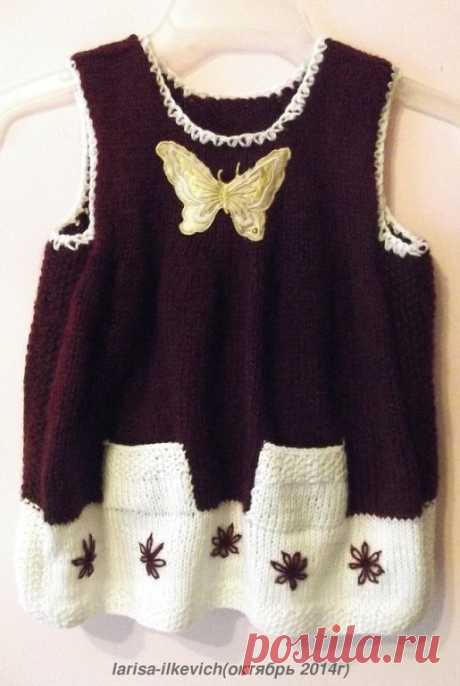 Детский сарафан( спицами)