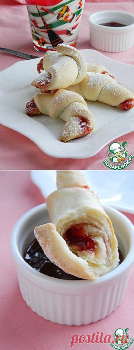 Рогалики с клубничным джемом - кулинарный рецепт