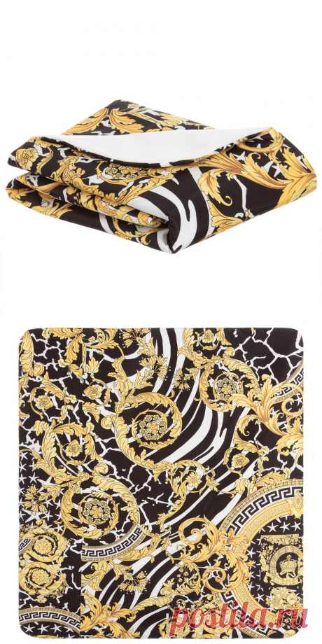 Young Versace - Black Baroque Blanket (78cm) | Childrensalon