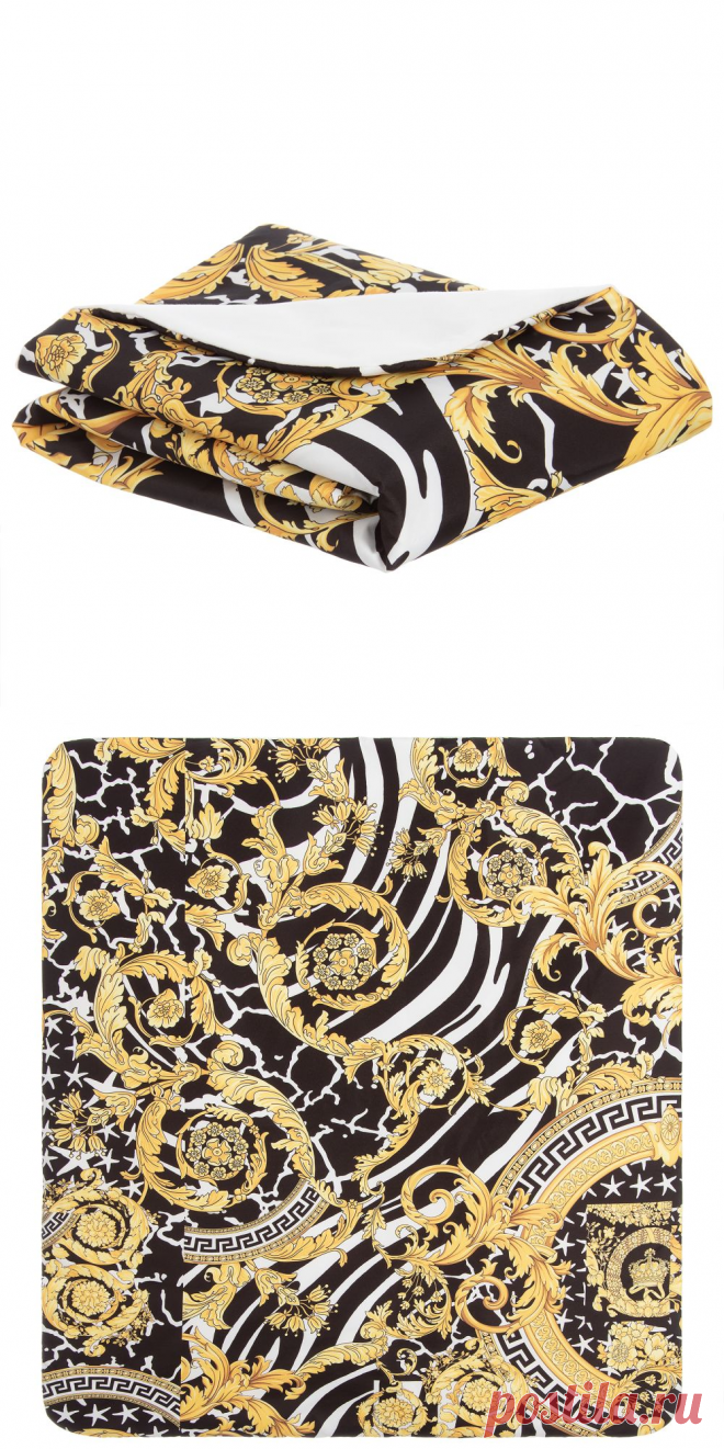 Young Versace - Black Baroque Blanket (78cm) | Childrensalon