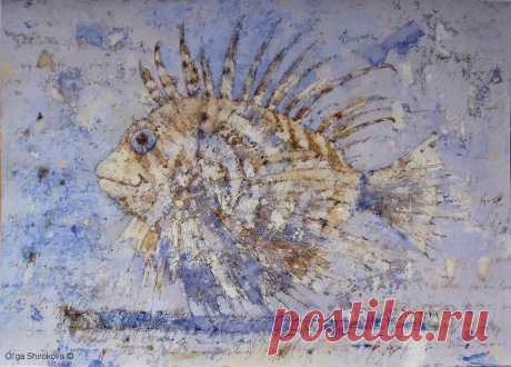 ШИРОКОВА ОЛЬГА ФЁДОРОВНА 
&quot;Рыбка&quot;
Графика,Картон/Авторская техника,29x42см