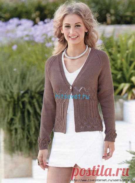 Женский вязаный жакет с рукавами реглан