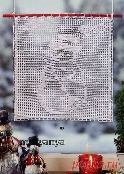 Филейное вязание. Снеговик