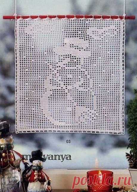 Филейное вязание. Снеговик