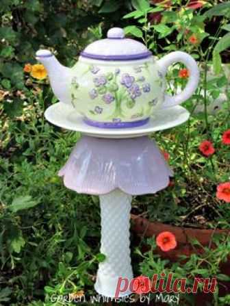 Teapot garden stake by Garden Whimsies by Mary