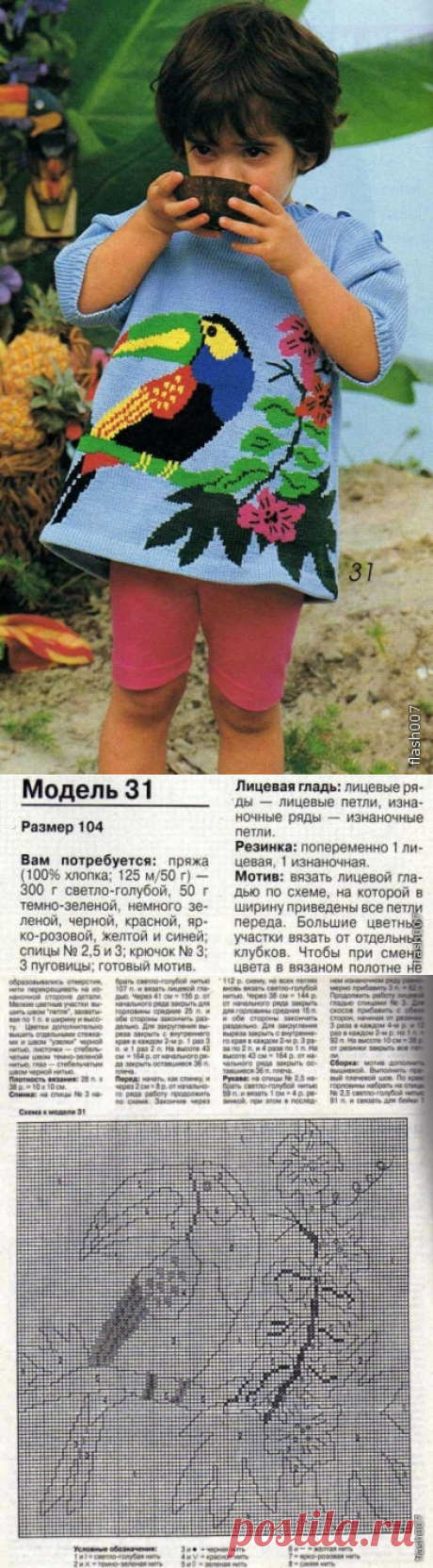 Красивый детский пуловер с рисунком