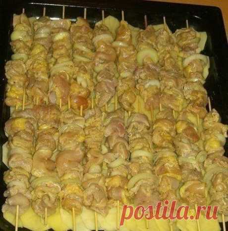 Куриный шашлык с картошкой в духовке | Подружки